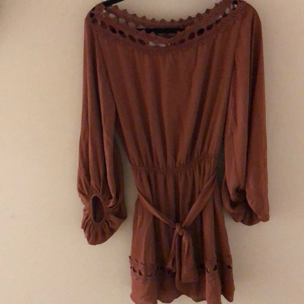 Entro Cocoa Colored Long Sleeve Dress